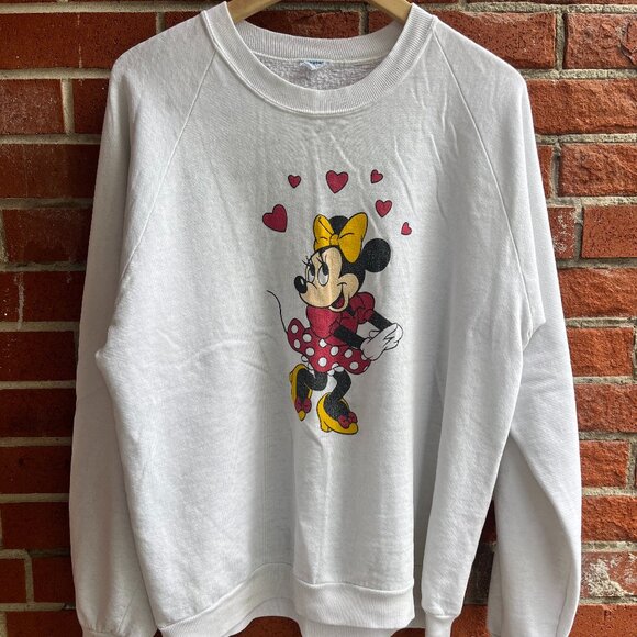 Vintage Minnie Mouse White Single Stitch Crewneck Sweatshirt - Picture 1 of 8